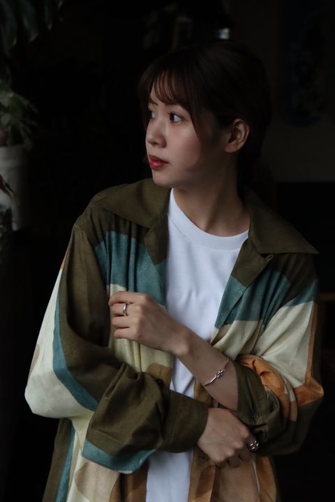 YOKE PRINTED OPEN COLLAR SHIRT"BROWN"スタイル