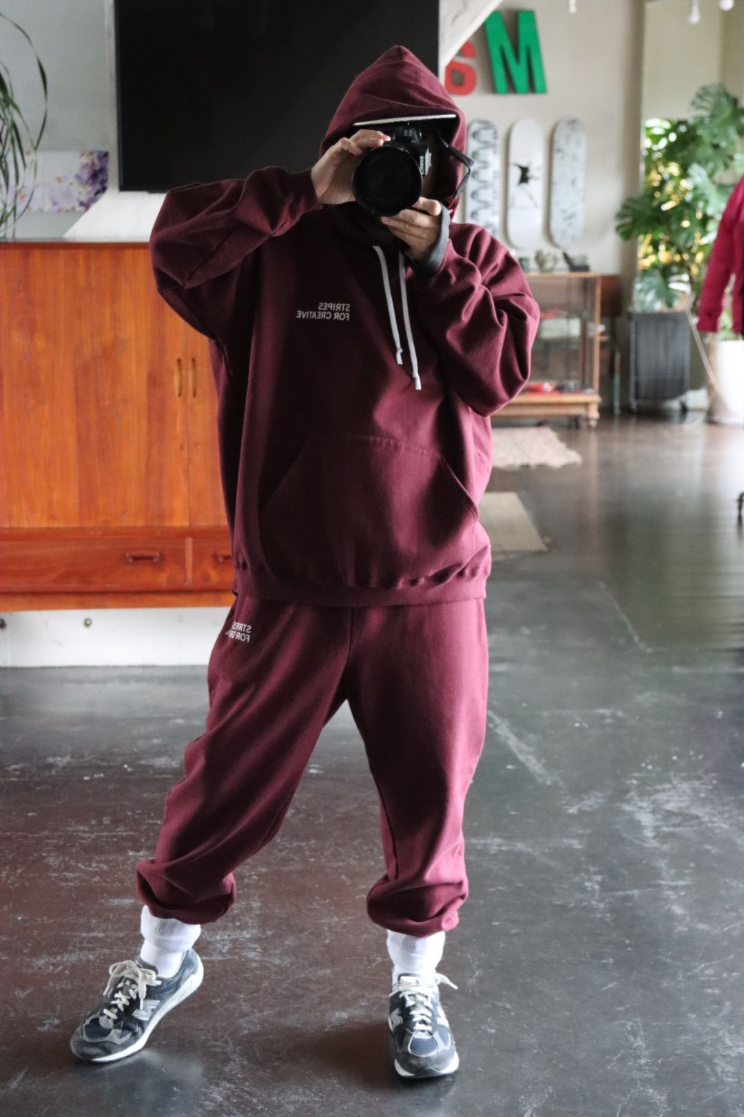 S.F.C RAGLAN HOODIE"BURGUNDY"style.