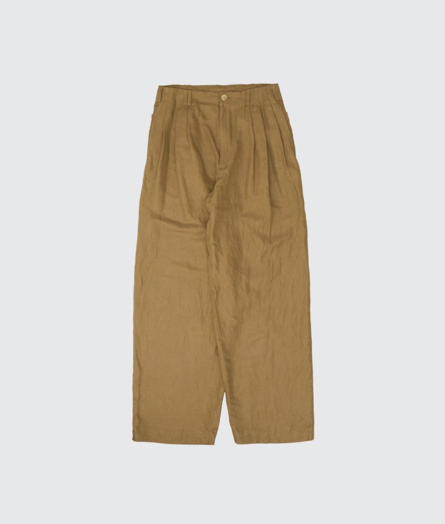 YOKE 26SS Linen Silk Kersey 3pleated Tapered Trousers(YK26SS01209P)KHAKI☆3月20日(金)発売！