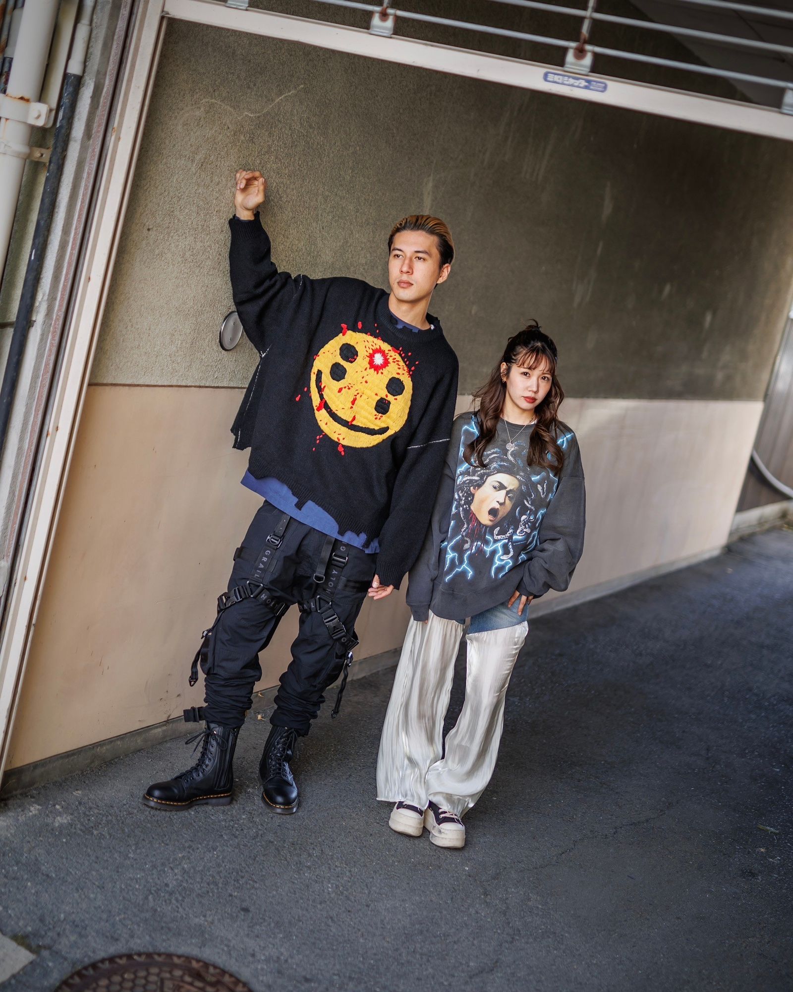 セントマイケル24AW SMILE CP_CREW KNT(SM-YS1-0000-C07)BLACK