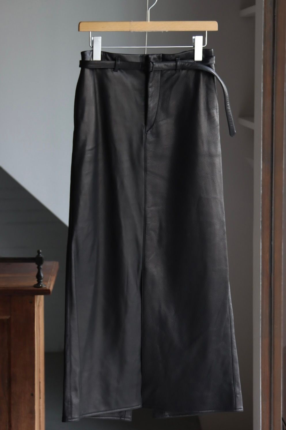 blurhms Women's 25FW Steer Leather Belted Skirt(BHSW25F8)Black☆8月29日(金)新作発売！