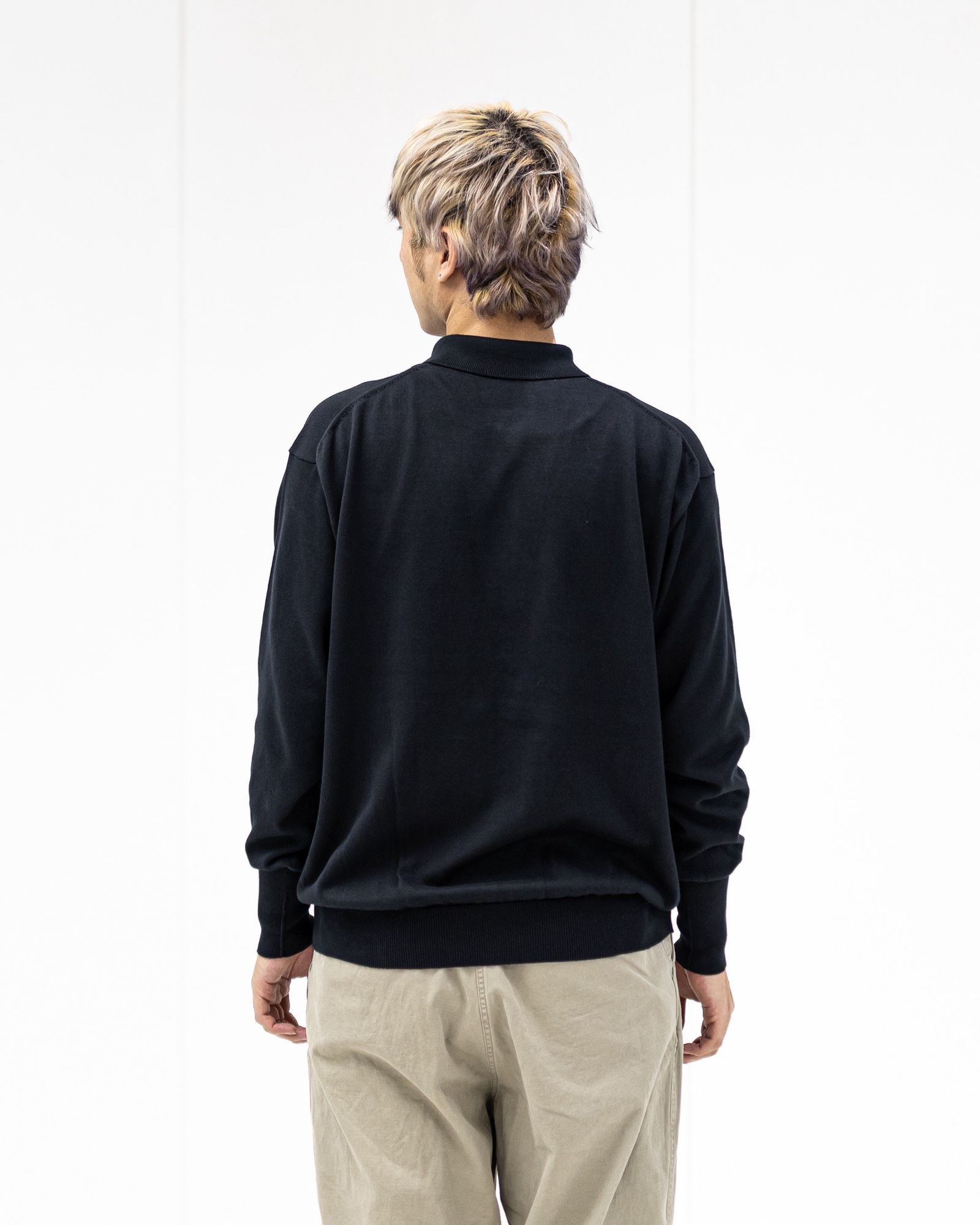 アプレッセ 2026 STYLE1 Cotton Knit L/S Polo Shirts (26SAP-03-03)BLACK☆2月7日(土)発売！
