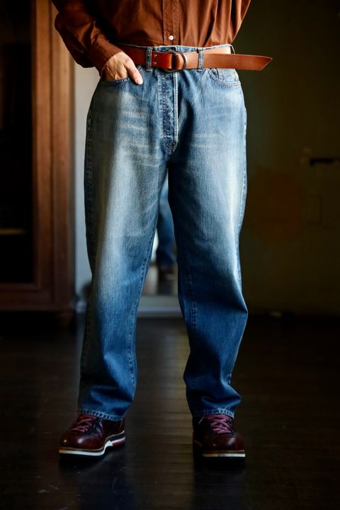 A.PRESSE No.22 Washed Wide Denim Pantsスタイル