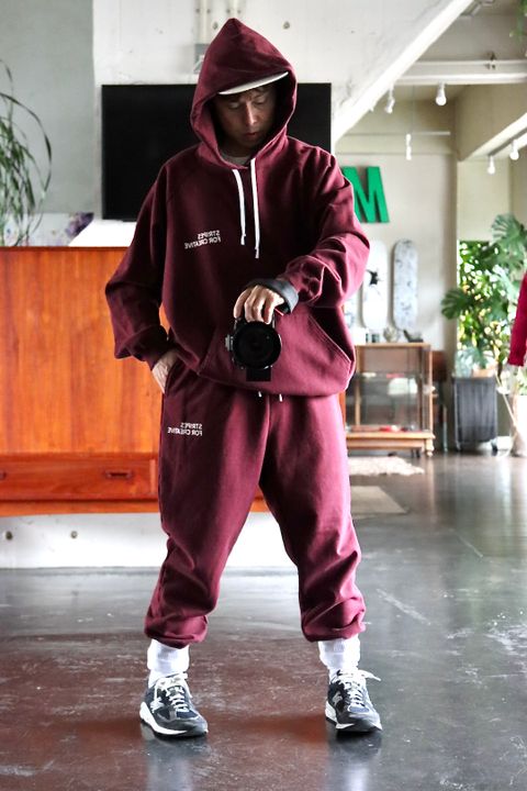 S.F.C RAGLAN HOODIE"BURGUNDY"style.