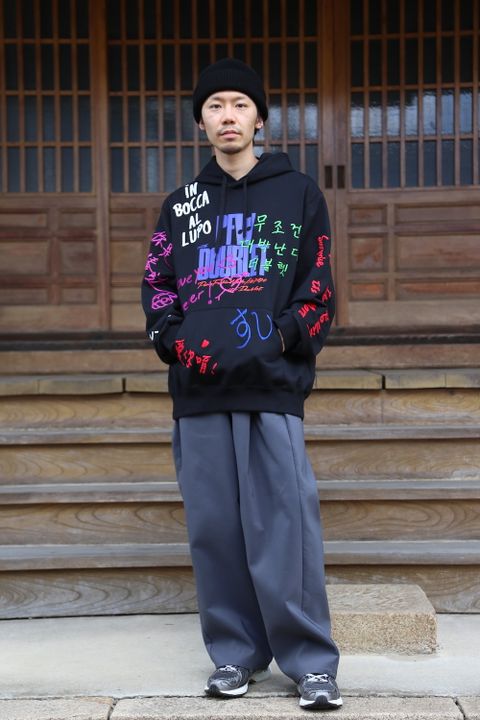 doublet MESSAGE EMBROIDERY HOODIE"BLACK"style.2020.9.14