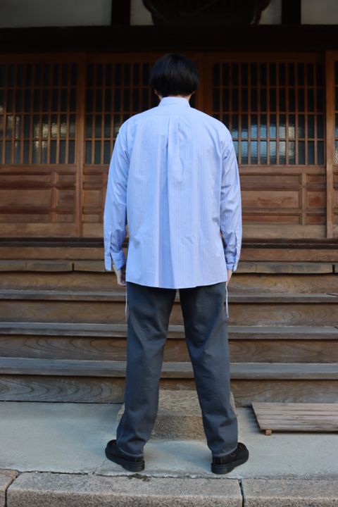 YOKE THOMAS MASON STRIPED PIPING SHIRT"SAXE"style.