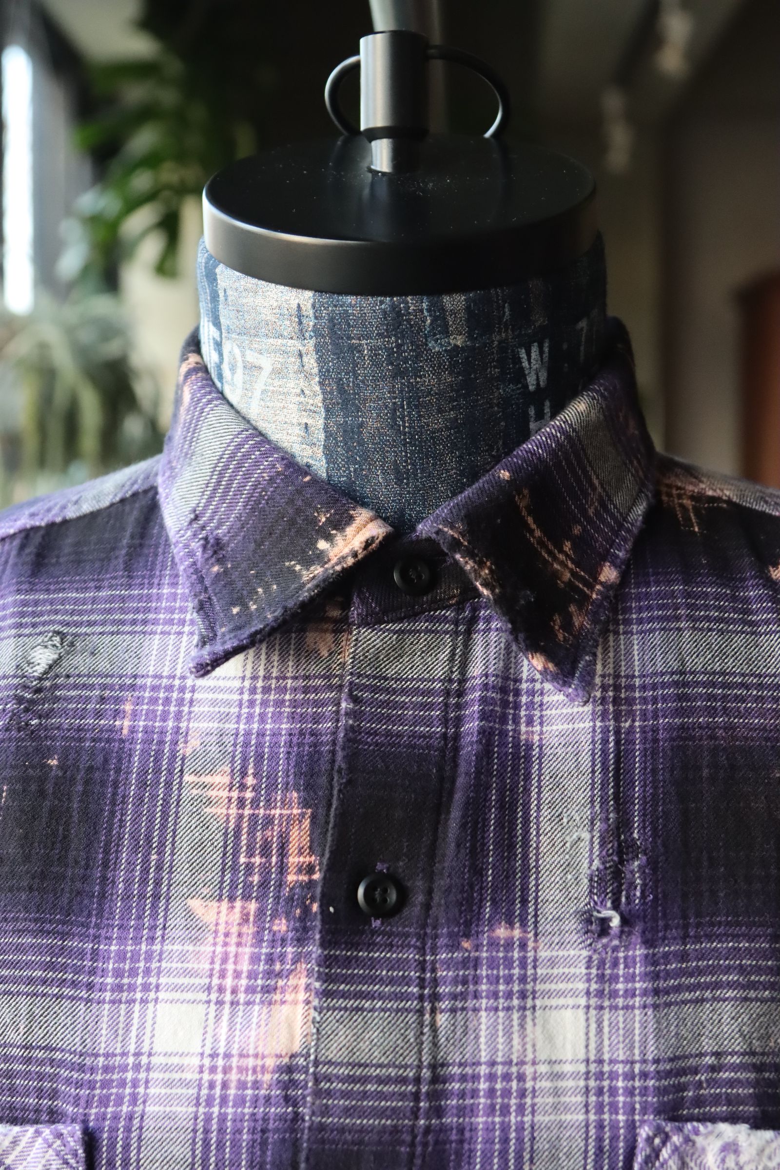 Rafu - RAFUラフ 24SS Bleached & Damaged shirt(RAFU037)PURPLE | mark