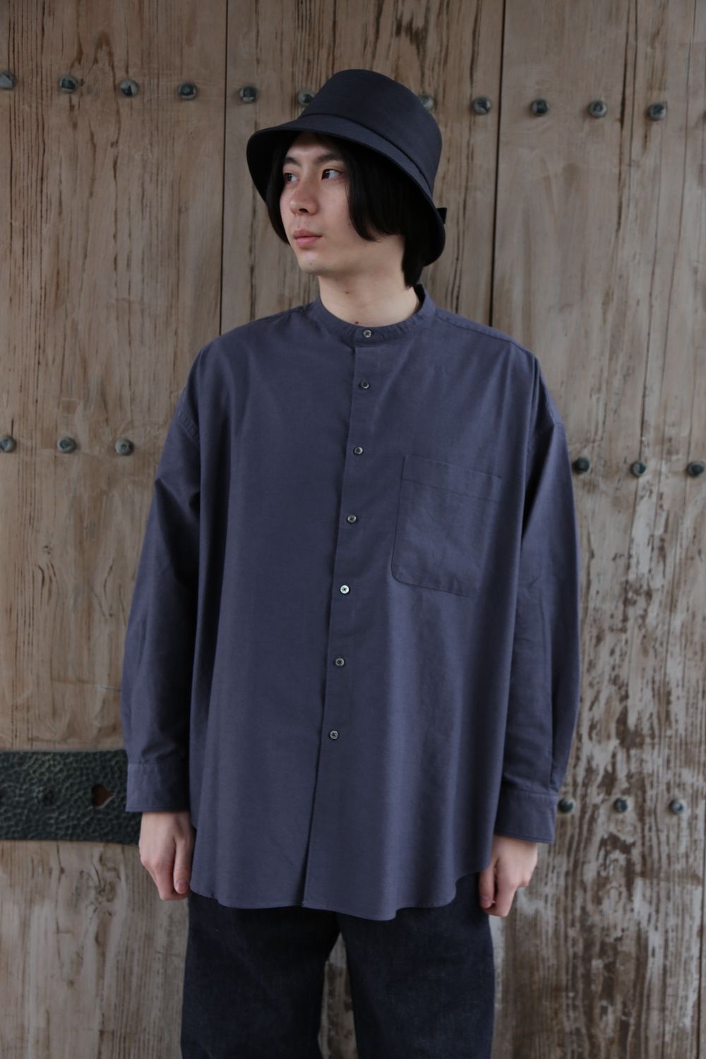 Cotton Cashmere L/S Oversized Band Collar Shirt – Graphpaper
