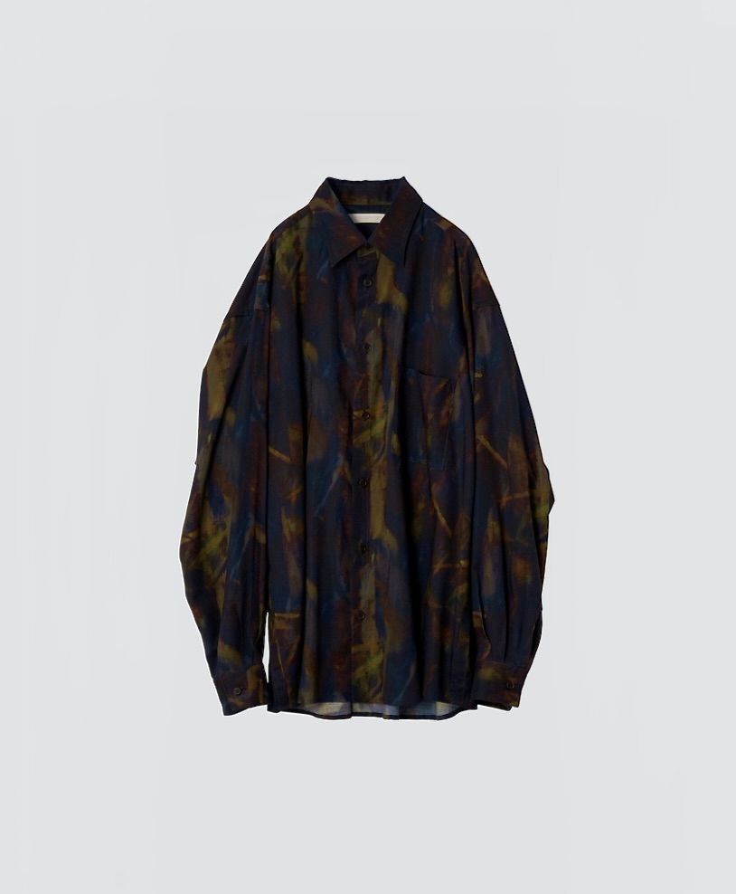 ヨーク24FW PATTERNED REGULAR COLLAR SHIRT(YK24FW0797SH)NAVY