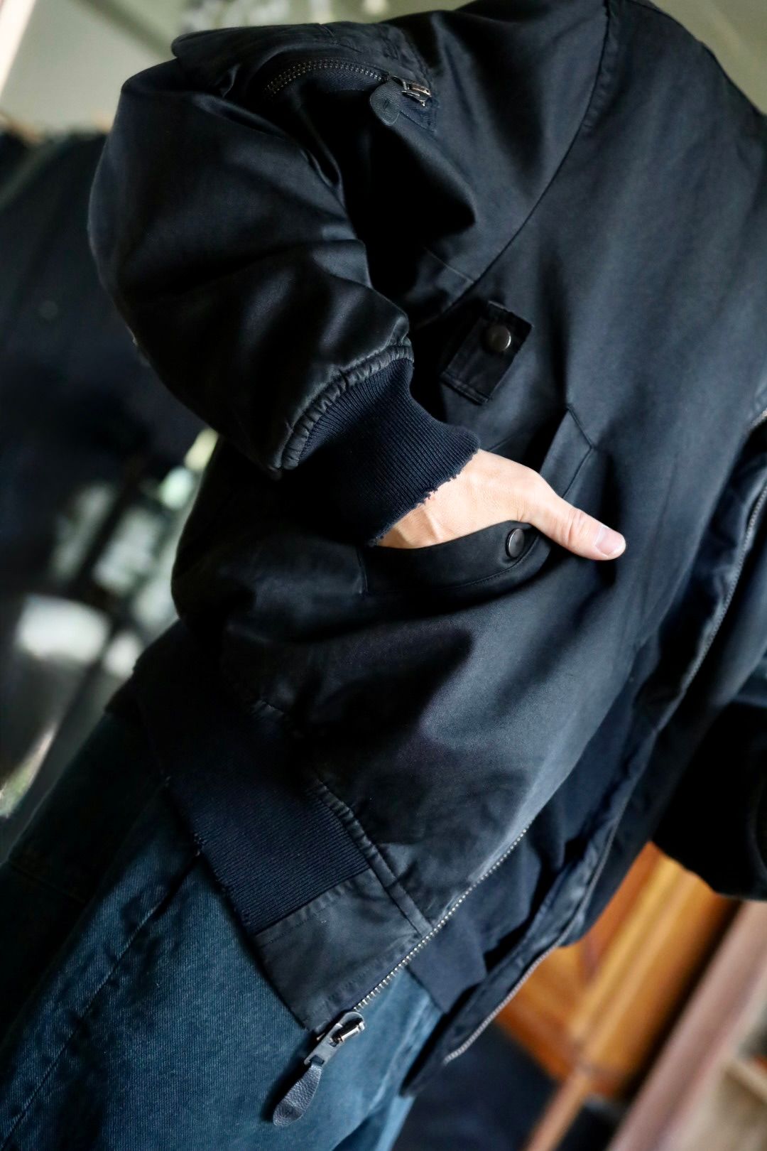 アプレッセ 2025 STYLE2 Vintage Silk Flight Custom Jacket(25AAP-01-28)BLACK