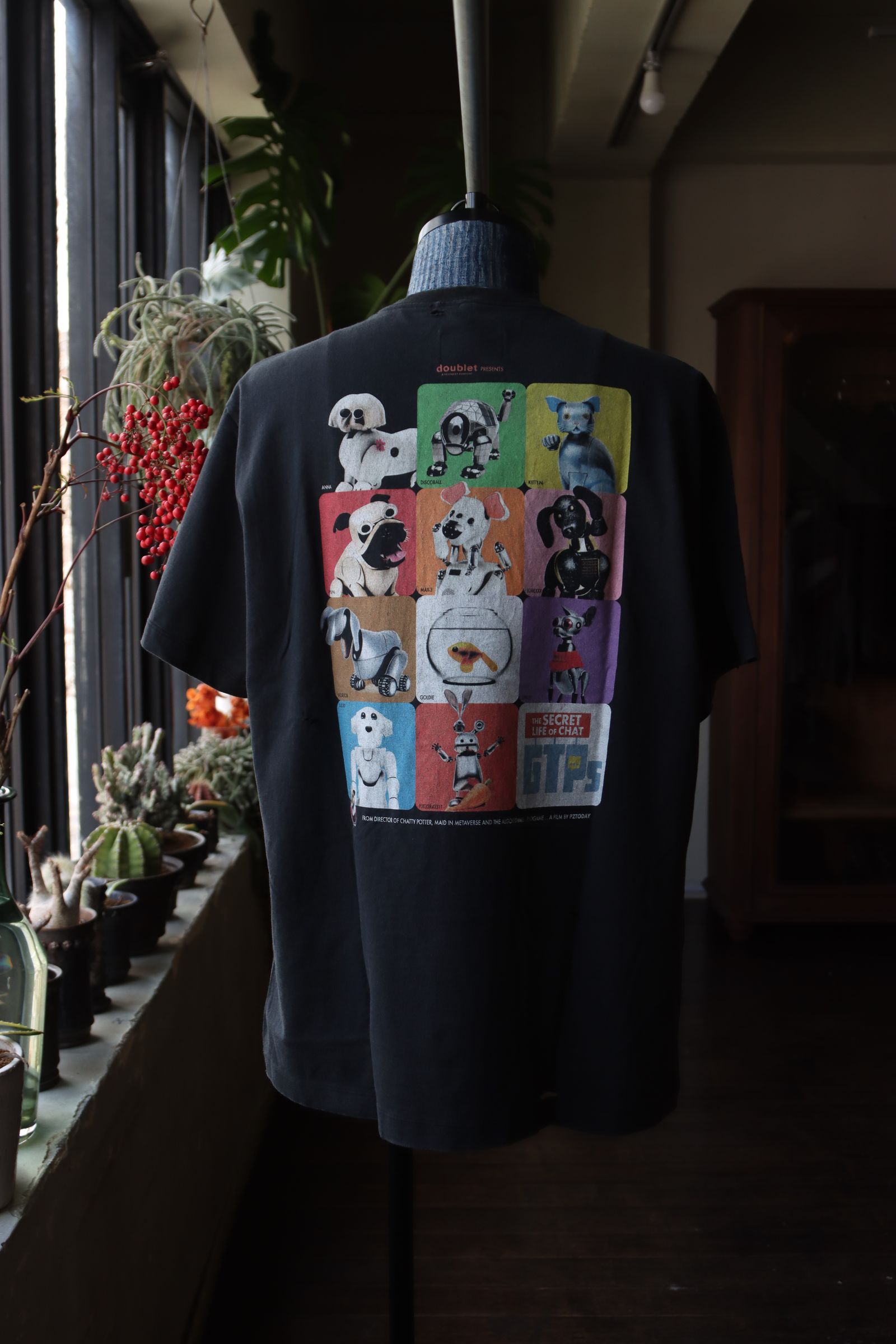 ダブレット 24SS DOUBLET x PZ TODAY PET ROBOT T-SHIRT(24SS31CS312) BLACK - M