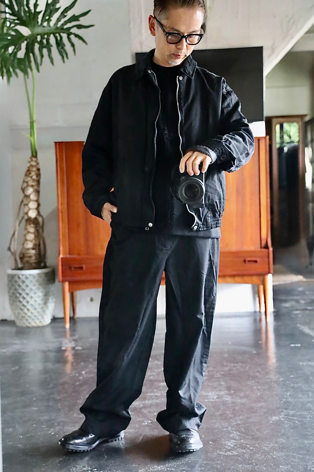 COMME des GARCONS HOMME エステルサージ製品染めブルゾンスタイル.2025.9.5.