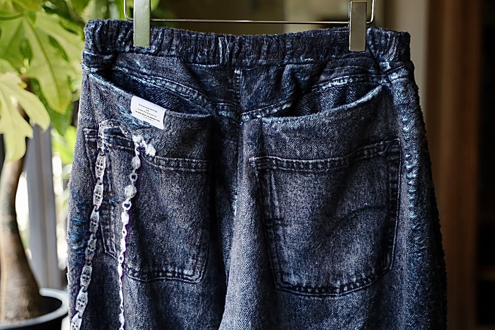 トーキングアバウト ジ アブストラクション 25AW FLEECE DENIM PRINT WIDE PANTS (2526AW-PT-005)BLACK☆新作発売！
