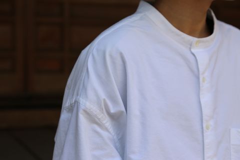 Graphpaper Oxford Oversized Band Collar Shirt(GM211-50137B) style. 2021.04.18.