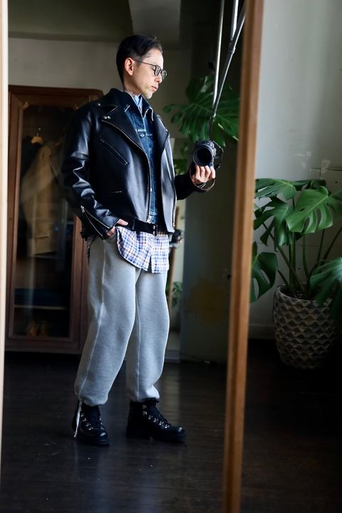 A.PRESSE Vintage Sweat Pants"GRAY"スタイル