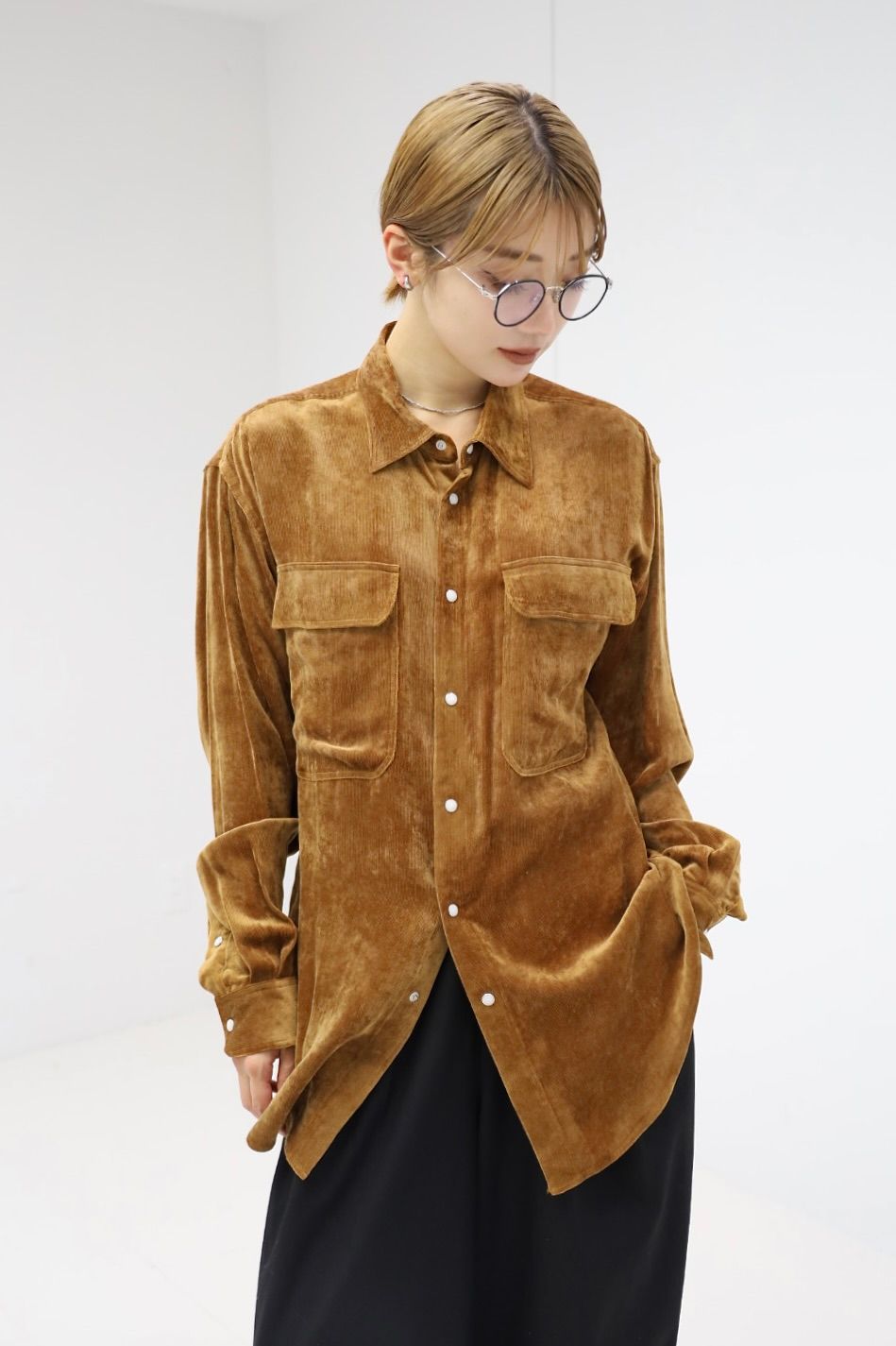 ヨーク 25FW シャツ Rayon Corduroy Western Shirt(YK25FW01084SH)BROWN