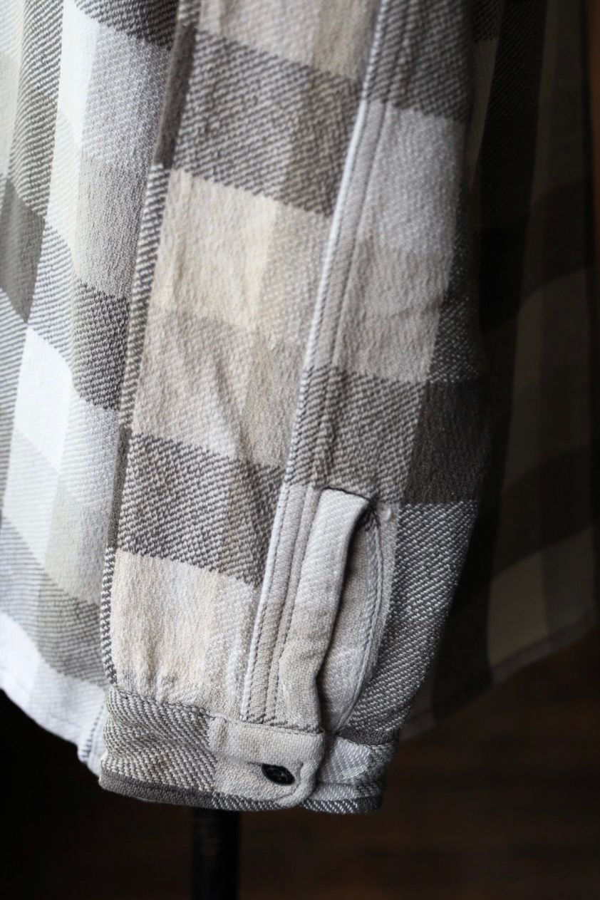 BOW WOW 25FWバウワウ DAMAGED AND STAINED FLANNEL SHIRT(BW252-DSFS) AGED GRAY x WHITE