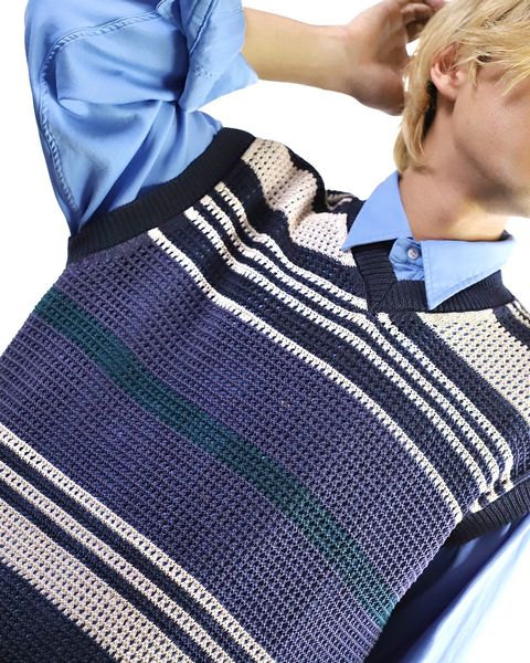 ヨーク 24SS BORDER MESH KNIT SKIPPER POLO SHIRT style 2024.5.24