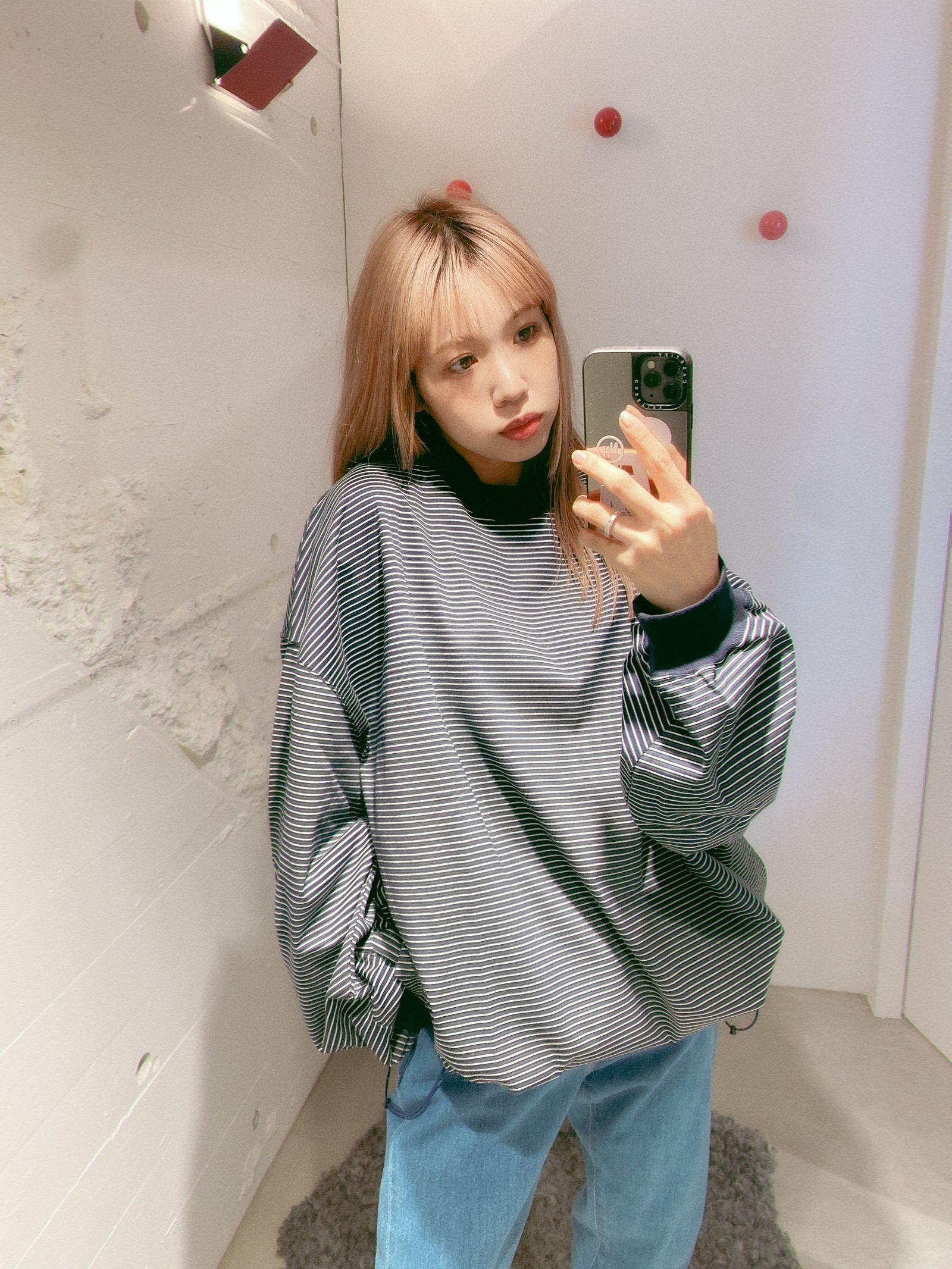 is-ness 24SS BALLOON BORDER LONG SLEEVE T-SHIRT style.2024.3