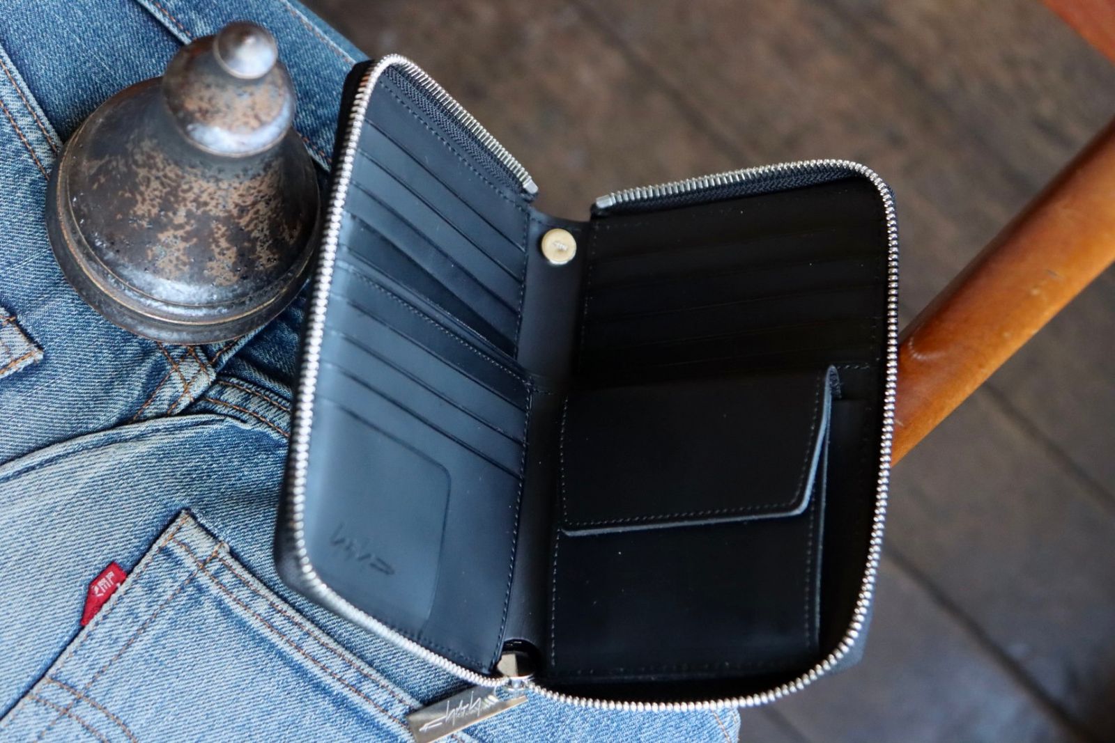ヨウジヤマモト24SS THICK NATURAL FASTENER WALLET S(HS-A01-763-1)BLACK