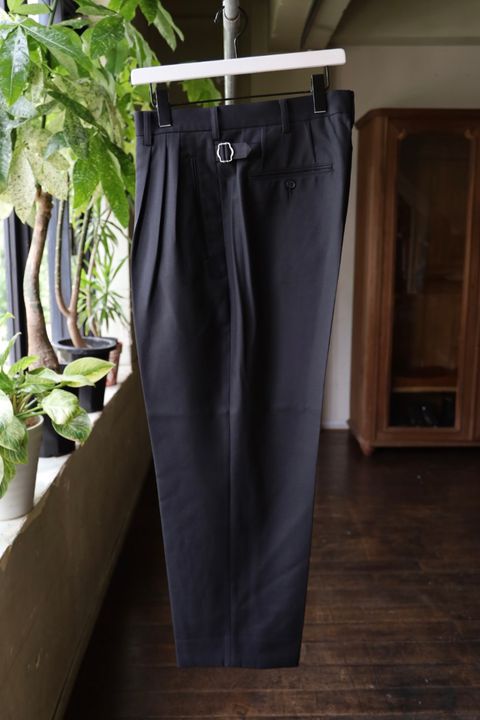 コムデギャルソンオム25FW ウールサージタックパンツ(HP-P009-051)BLACK