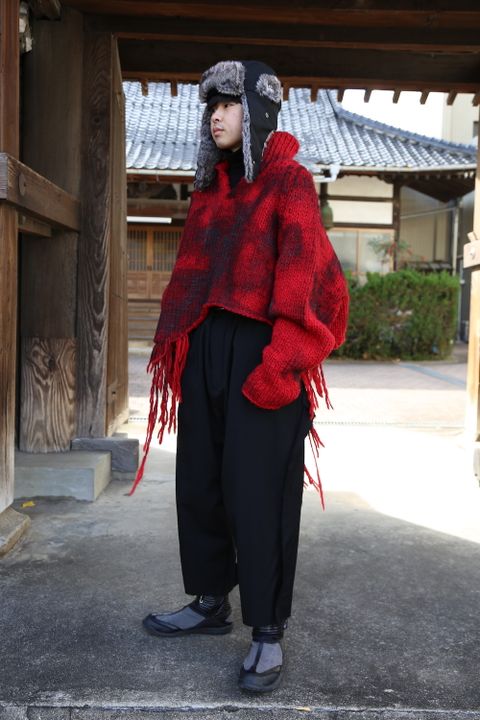 Yohji Yamamoto 朝倉ぺイント手編タートルCニット style 2020.12.16.