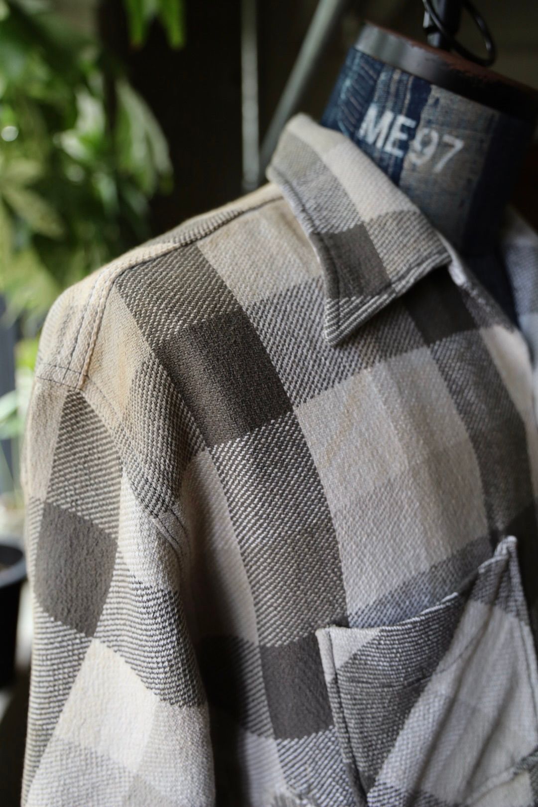 BOW WOW 25FWバウワウ DAMAGED AND STAINED FLANNEL SHIRT(BW252-DSFS) AGED GRAY x WHITE