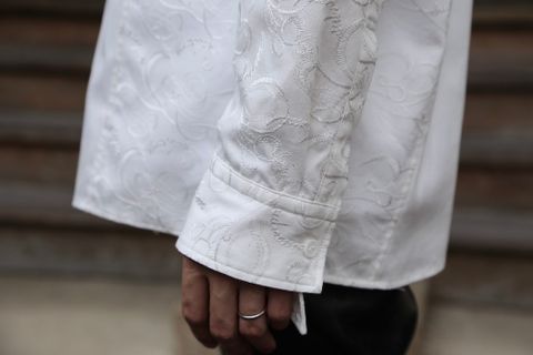 sulvam OX left embro shirt"WHITE"style.2020.7.21.