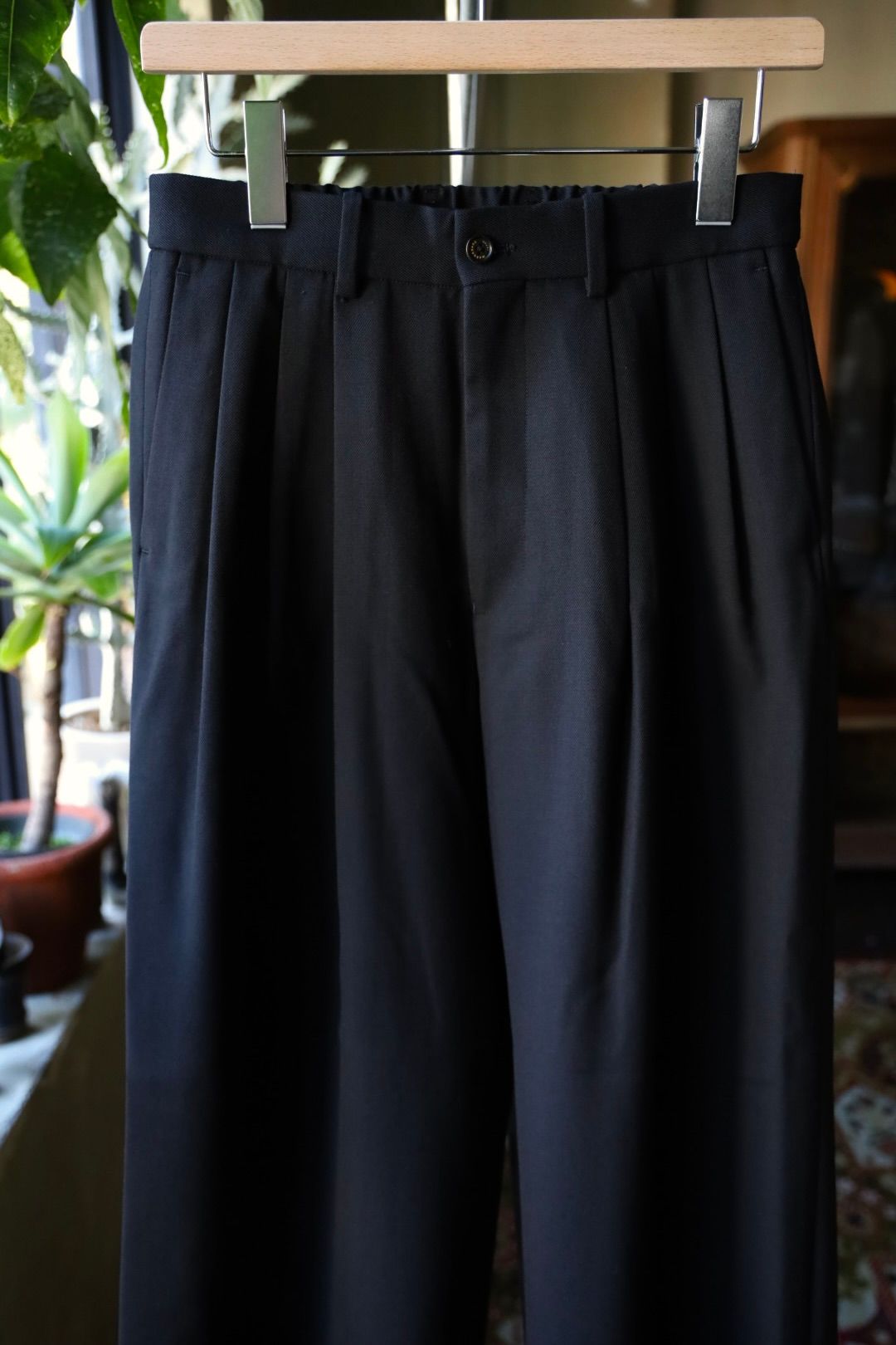 MARKAWARE Organic Wool Survival Cloth® Triple Pleated Wide Trousers(A25C06PT02C)BLACK☆新作発売！