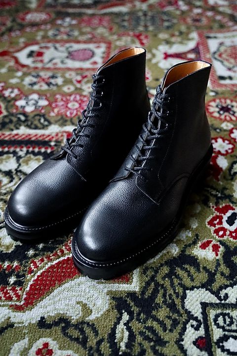 FOOTWORKSフットワークス  レースアップブーツ Lace-up shoes in grain leather(F03-0002_M)BLACK☆新作発売！