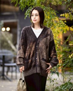 YOKE SPRING SUMMER 2026 ヨーク  ニット Abstract Jaquard Mohair Cardigan(YK26SS01233S)BROWN