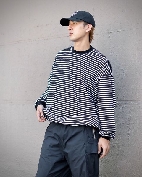 is-ness BALLOON STRIPES LONG SLEEVE T-SHIRT MARKスタイル