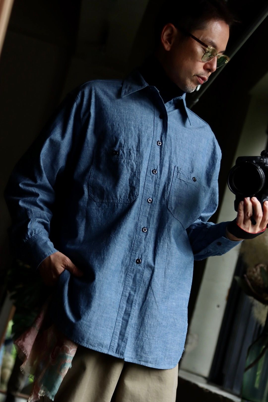 A.PRESSE - アプレッセ23AWシャツ BB Washed Chambray Shirt A.PRESSE - アプレッセ23AWシャツ BB Washed Chambray Shirt