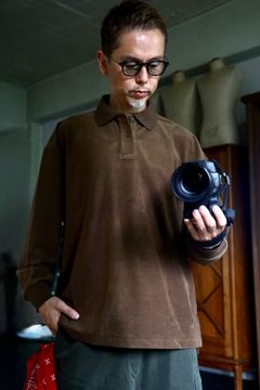グラフペーパー Pique Velour Jersey L/S Polo(GM263-70255)BROWN☆8月8日(土)発売！