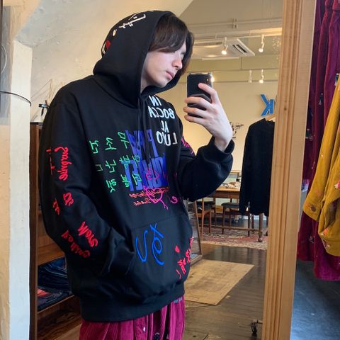 doublet MESSAGE EMBROIDERY HOODIE"BLACK"style.2020.9.18