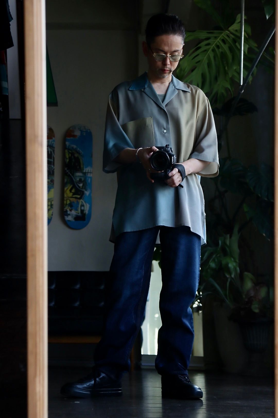 メンズYOKE 23SS open collar shirt