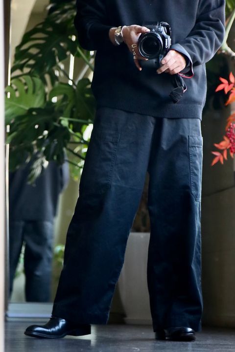 Graphpaper Suvin Herringbone Cargo Pants"BLACK"スタイル
