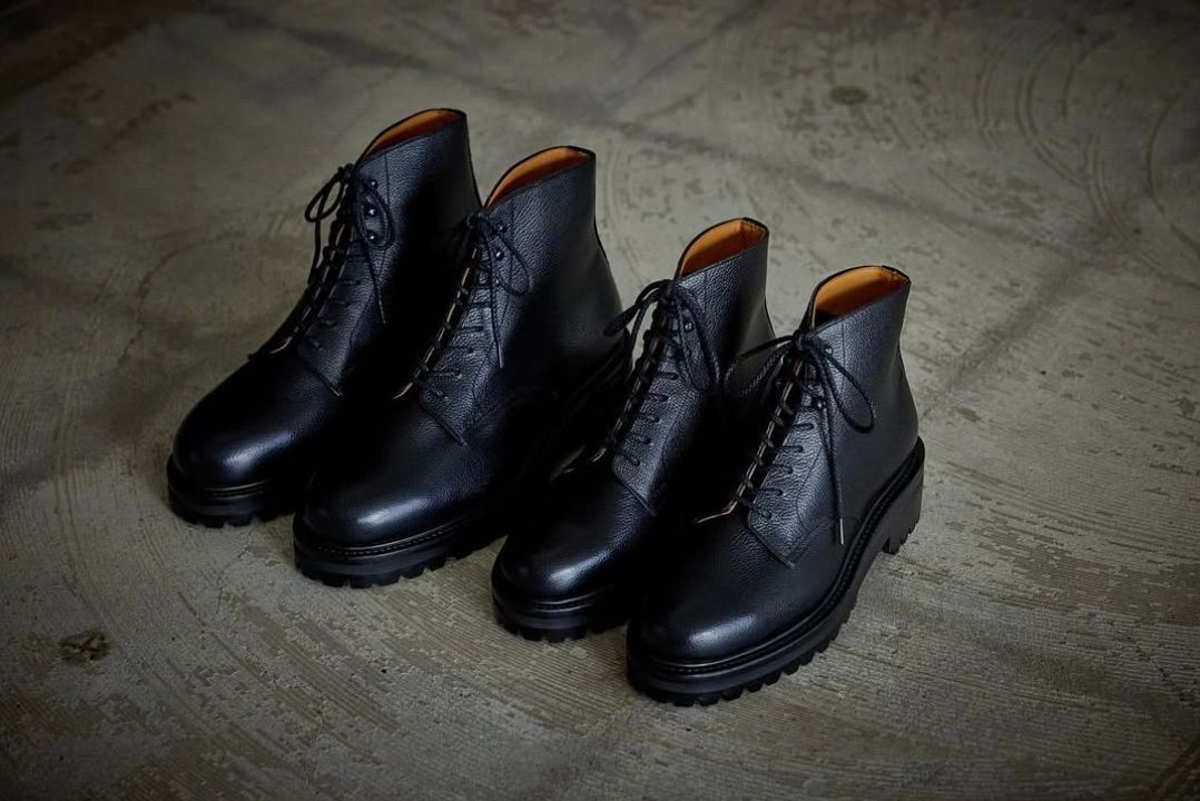 FOOTWORKSフットワークス  レースアップブーツ Lace-up shoes in grain leather(F03-0002_M)BLACK☆新作発売！