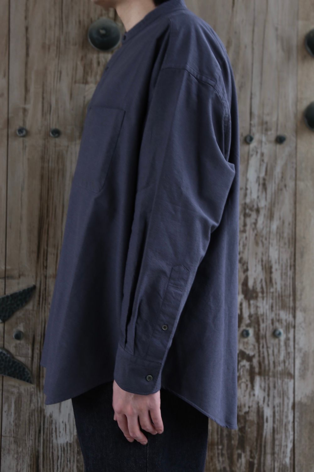 Graphpaper Oxford Oversized Band Collar Shirt(GM211-50137B) style.2021.3.13.
