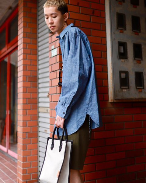 A.PRESSE アプレッセ 23AW style2 BB Washed Chambray Shirtスタイル