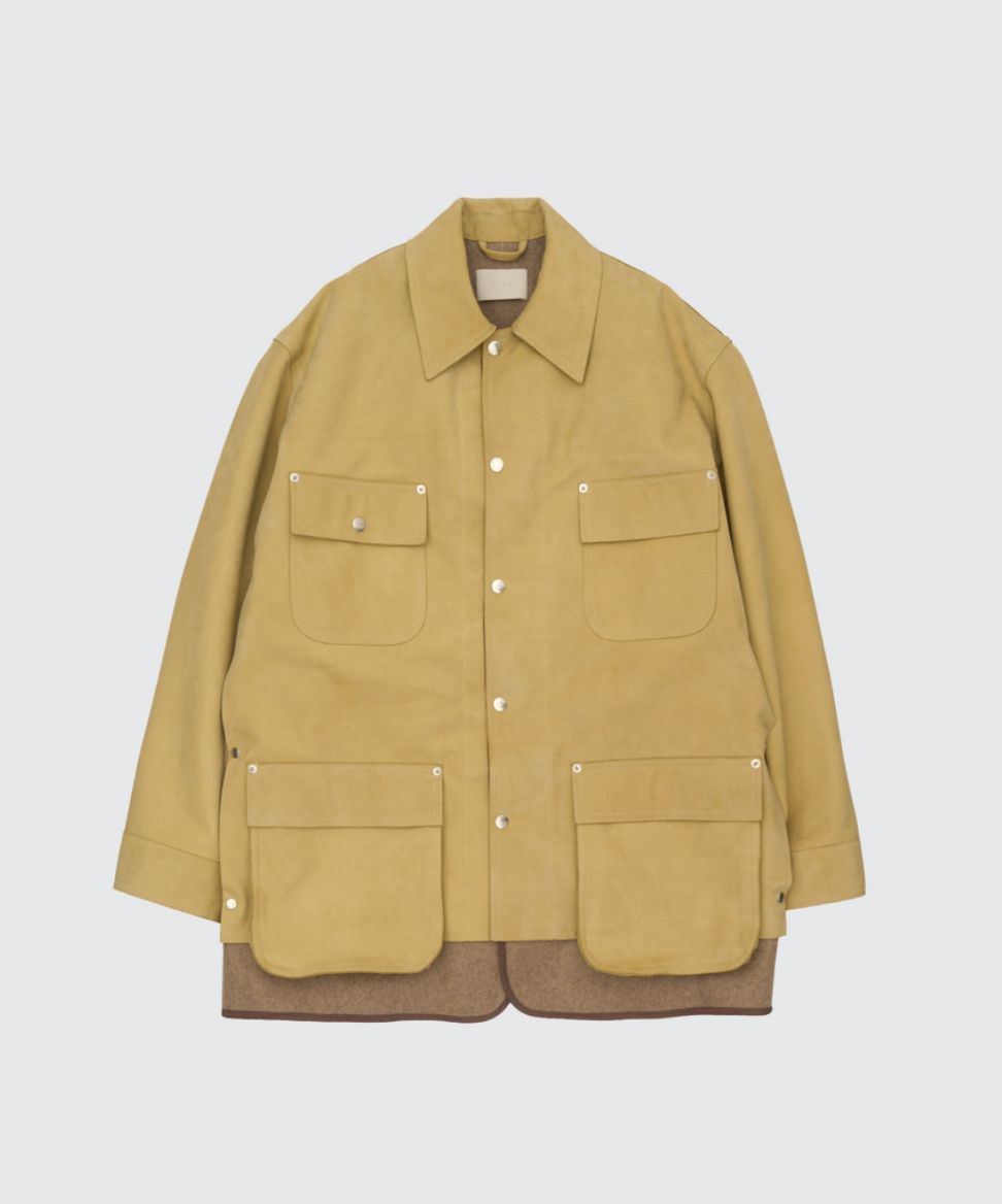 ヨーク 25FW Nuback Leather Coverall Jacket(YK25FW01019B) YELLOW BEIGE☆10月11日(土)新作発売！