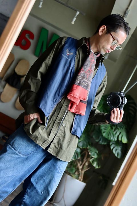 アプレッセ22AW Over Dyeing Military Shirt"OLIVE"スタイル2022.6.17.