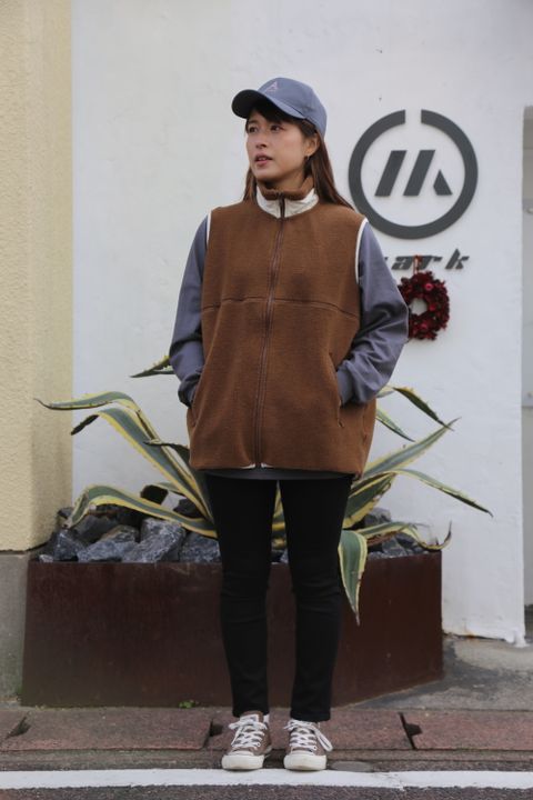 Graphpaper Wool Boa Zip-Up Vest"CAMEL"Style.2020.12.14.