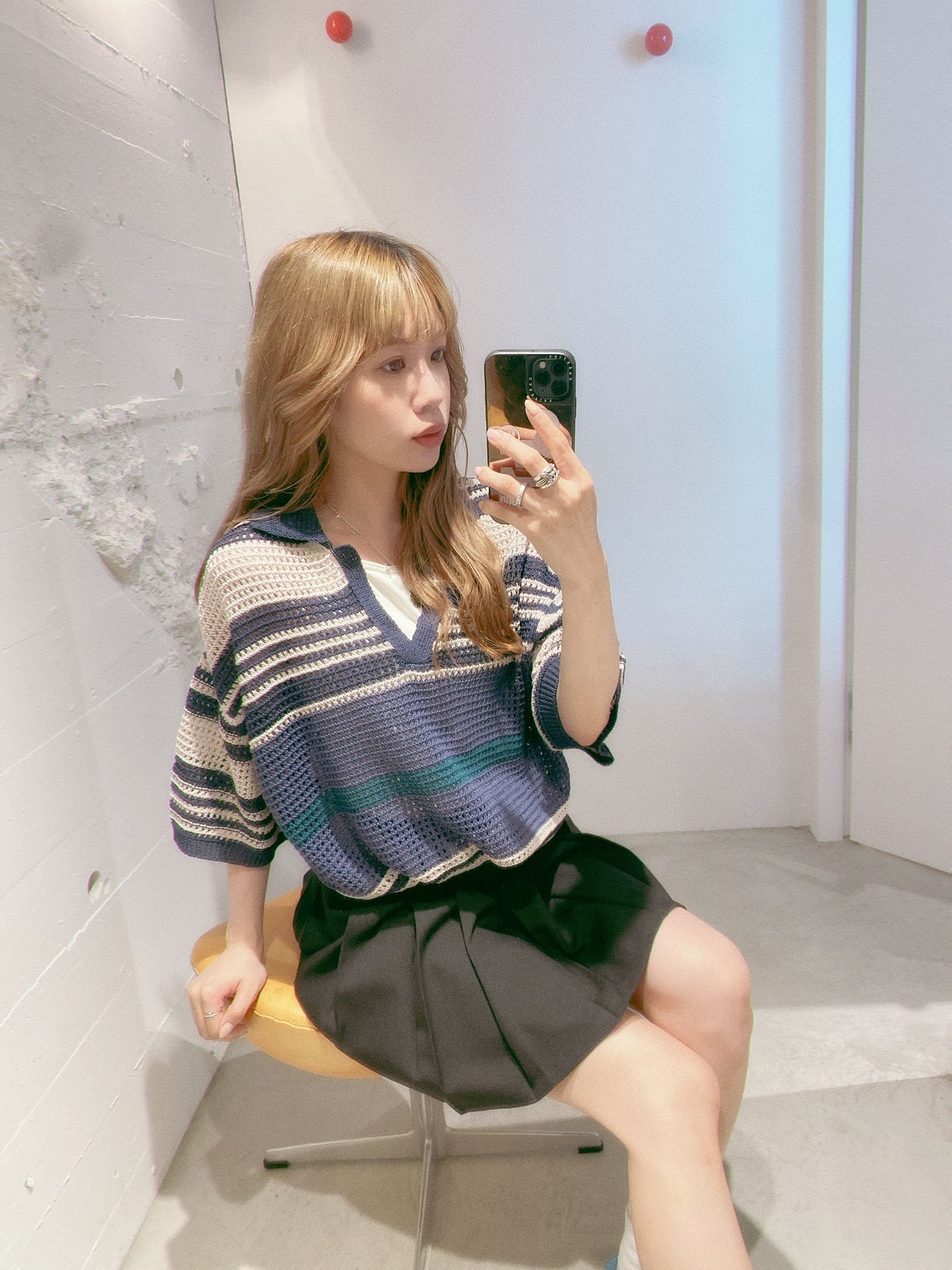 YOKE 新作BORDER MESH KNIT SKIPPER POLO SHIRT style.2024.5.23
