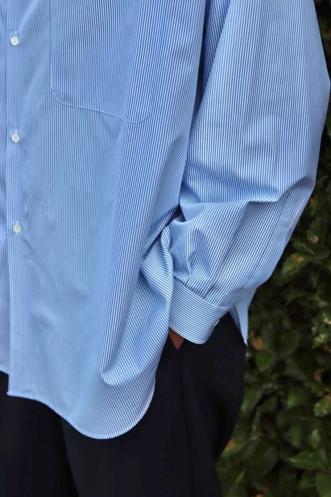 Thomas Mason for Graphpaper L/S Oversized Regular Collar Shirt style.2022.11.26