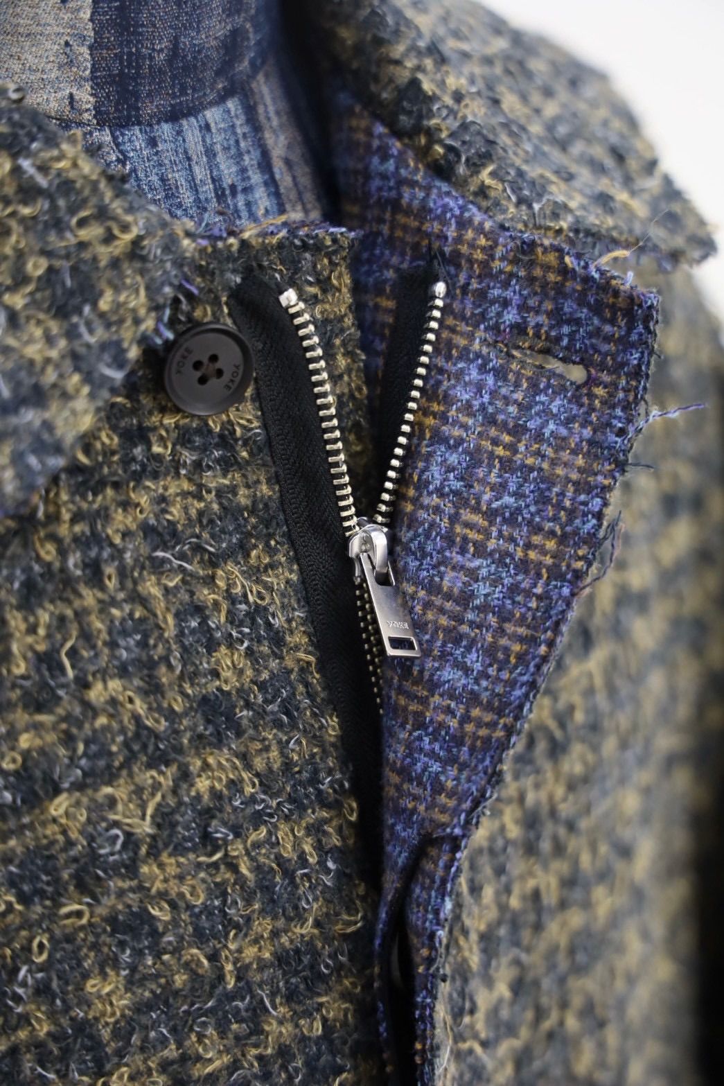 ヨーク 25FW Needlepunched Cotton Plaid Drizzler Jacket(YK25FW01031B) GREEN☆10月11日(土)新作発売！
