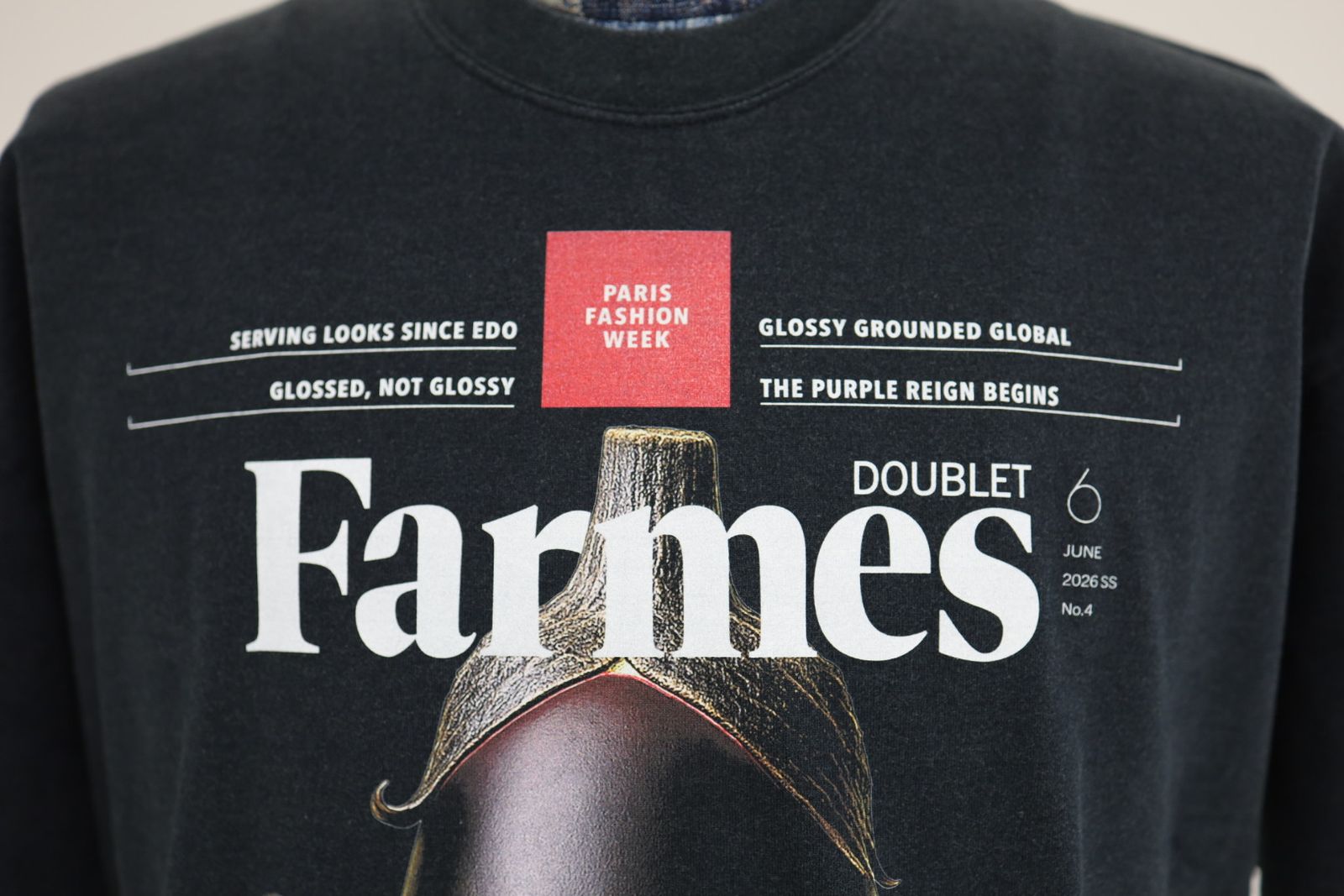 doublet ダブレット26SS FARMES MAGAZINE COVER T-SHIRT (26SS34CS430) BLACK ★1月17日(土)11:00発売！