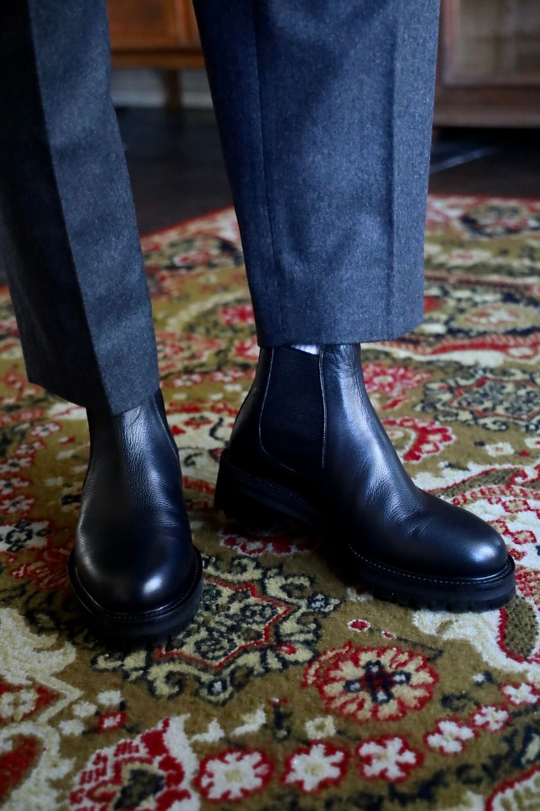 FOOTWORKSフットワークス サイドゴアブーツ Side Gore Boots in Grain Leather(F03-0001_M)BLACK☆新作発売！