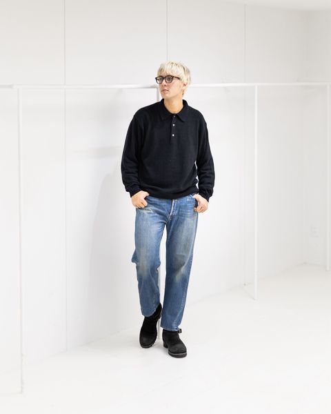 A.PRESSE Washed Silk Nep Polo Shirt  (BLACK) 1月10日(土)新作発売！