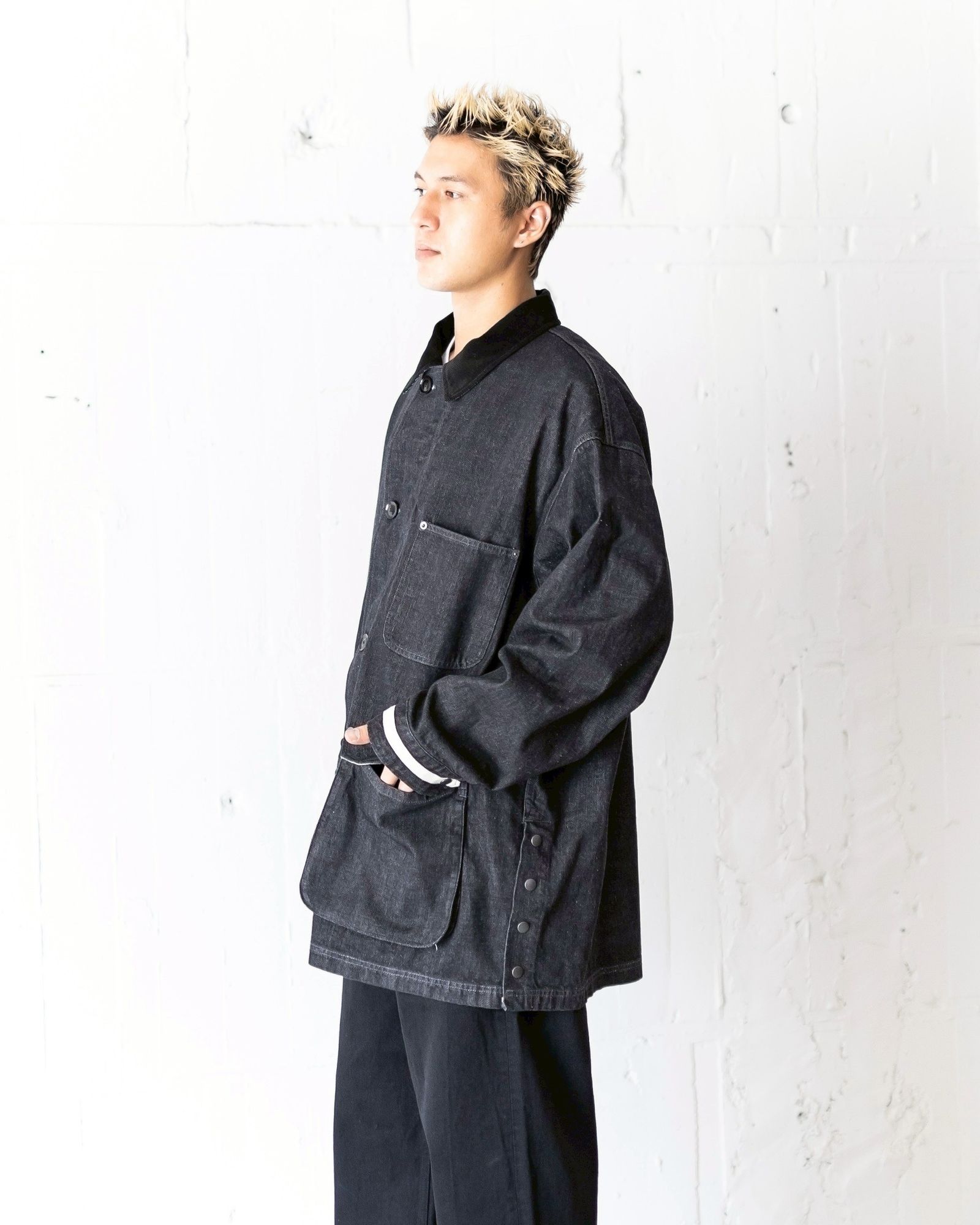 ヨーク 25FW コート Denim Coverall Half Coat(YK25FW01065C)BLACK